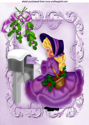 Little Girl Pretty in Purple Posting Her Letter to Santa A4