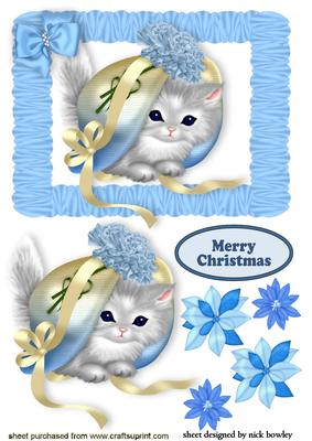 Little White Kitty in a Bonnet in Frill Frame