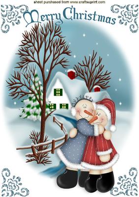 Best of Friends Snow People in Snow Scene A4