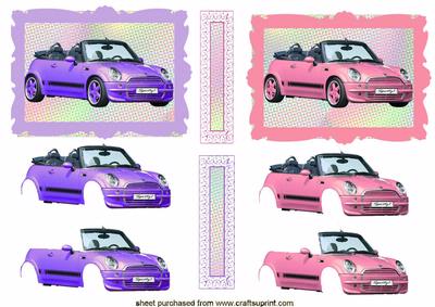 Pink Convertable Sports Car Decoupage