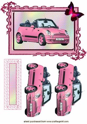 Pink Convertable Sports Car Quick Card