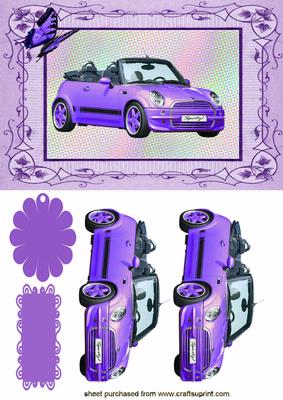 Purple Convertable Sports Car Quick Card