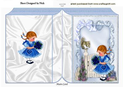 Little Girl Pretty in Blue with Squirrel, Folded Book