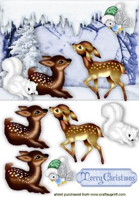 Cute Woodland Animals in a Snow Scene