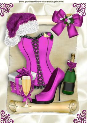 Pretty in Pink Basque with Santa Hat and Champagne A4
