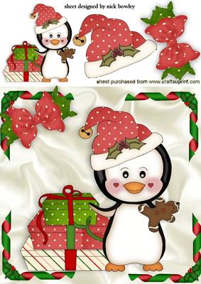 Cute Little Penguin with Lots of Christmas Presents