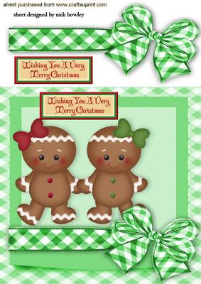 Cute Little Gingerbread Girls with Big Bow