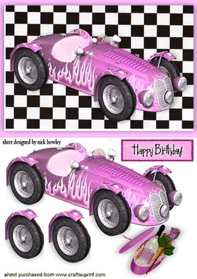Pink Sports Car with Champagne for That Special Lady