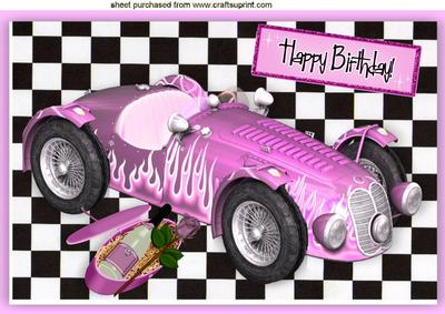 Pink Sports Car with Champagne A4