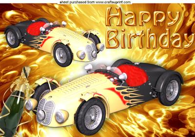 Sports Car with Flame Background A4