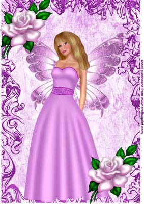 Pretty Faerie in Pink with Pink Roses A4