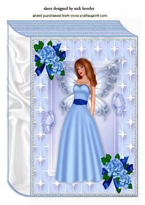 Pretty Faerie in Blue with Roses A4 Book