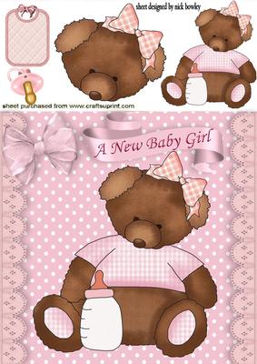 Pink Teddy for Baby Girl with Bib