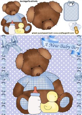 Blue Teddy for Baby Boy with Bib