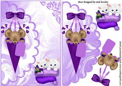 Cute Mouse with Kitties on Scalloped Envelope