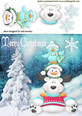 Having Fun in the Snow, Cute Polar Bear and Penguin