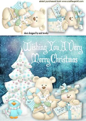 Little Bears with Cute Little Bird and Presents