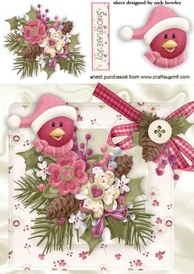 Christmas Arrangement with Little Robin Peeking