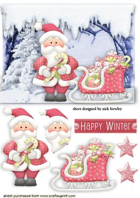 Santa in the Snow with His Sleigh