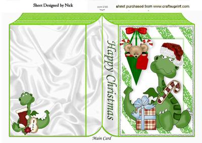 Little Dragon in Santa Hat with Mouse Folded Book