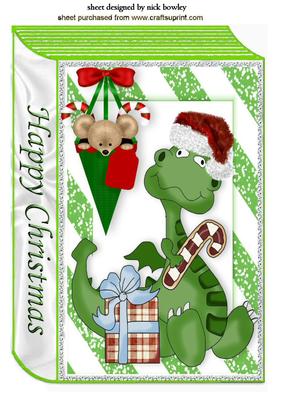 Little Dragon with Santa Hat on with Cheeky Mouse A4 Book