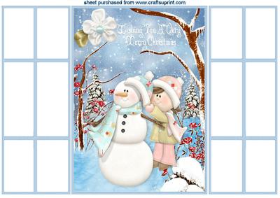 Fun in the Snow with Girl & Snowman French Gatefold
