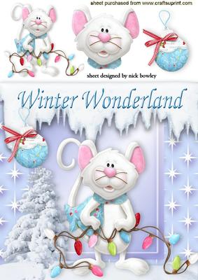 Little White Mouse with Christmas Lights