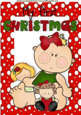 Cute Baby Girls 1st Christmas A4