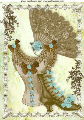 Ephemera Ladies Vintage Fashion in Pearl Frame A4