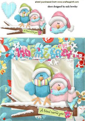 Cute Love Snow Birds on a Branch