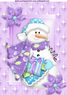 Snowman in Purple Star Frame A4