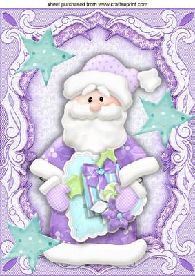 Cute Santa in Purple with Purple Stars A4