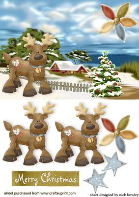 Little Reindeer in Snow Scene