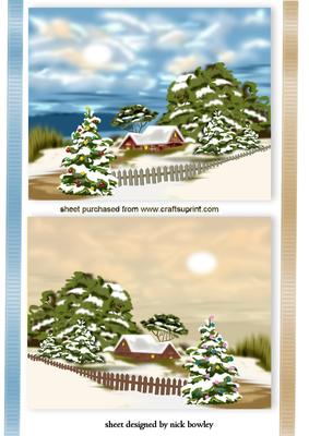 Pretty Snow Scene Toppers with Borders