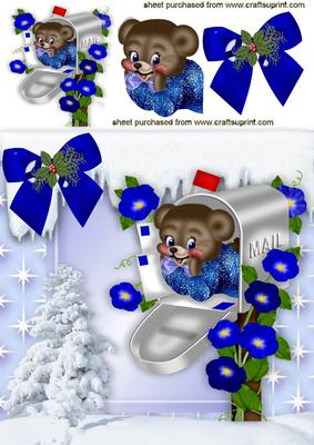 Christmas Teddy in the Mailbox in the Snow
