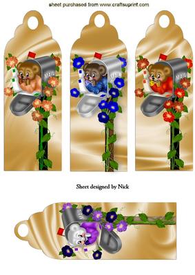 Christmas Teddies in the Mailbox Bookmarks