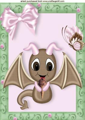 Cute Bat Eating a Yummy Icecream A4