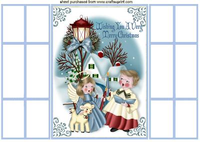 Carol Singer and Angel in Snow Scene French Gatefold