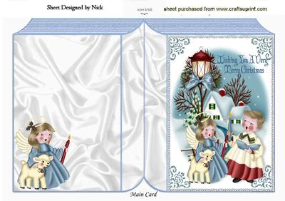 Carol Singer with Angel in Snow Scene Folded Book