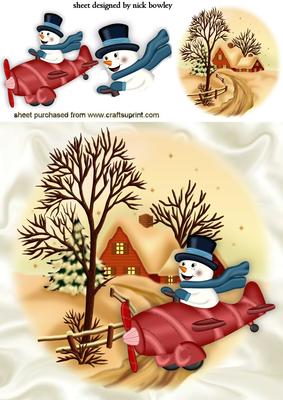 I Am on My Way Santa Lovely Snowman in Christmas Scene