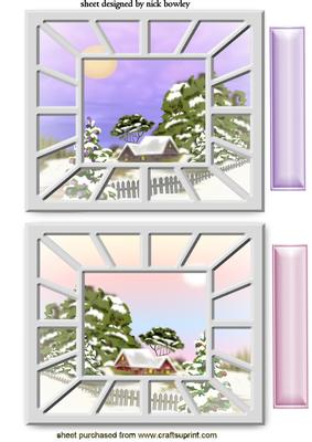 Through the Window Christmas Snow Scene Toppers