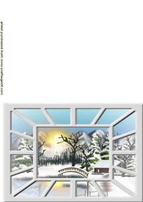 Through the Window Snow Scene Ready Made A5 Card