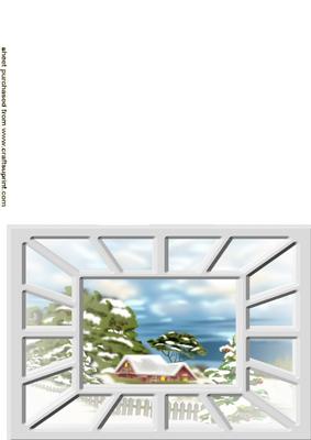Through the Window Snow Scene Ready Made A5 Card