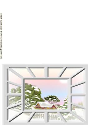 Through the Window Pretty Pink Scene A5 Folded Card