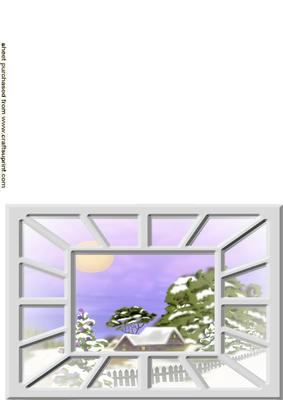 Through the Window Snow Scene Ready Made A5 Card