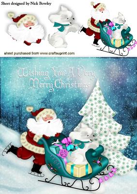Santa with Puppy and Sleigh