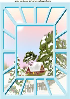Through the Turq Window Snow Scene A4