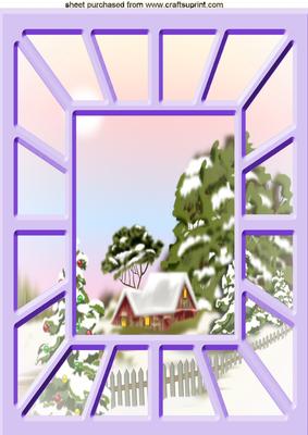 Through the Purple Window Snow Scene A4