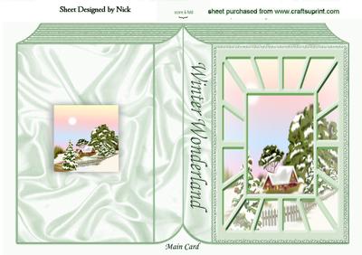 Through the Green Window Snow Scene Folded Book