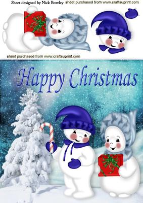 So Cute Snowmen in Snow Scene